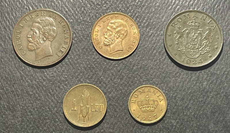 Romania Historic AE Coins: Lot of 5-9605548