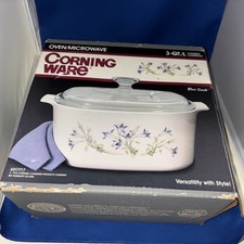 VTG NOS NEW IN Open BOX Corning Ware 3 Qt Blue Dusk Casserole Baking Pan W Lid