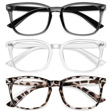 Okany Blue Light Glasses for Kids 3 Pack Grey Black transparent leopard