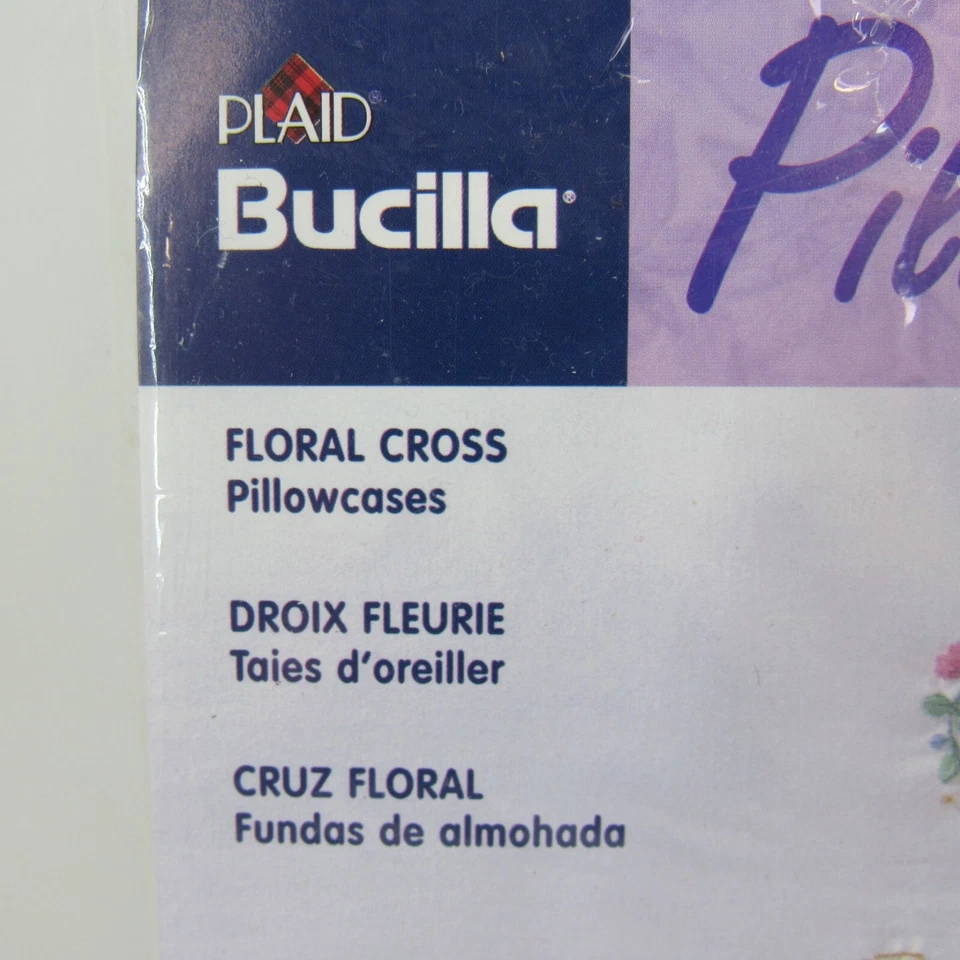 Plaid Brucilla Stamped Pillowcases (2) Set of 2 Tree of Life and Floral Cross - Image 3 of 4