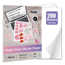200 Bulk Koala Printable Vinyl Sticker Paper Glossy Waterproof for Inkjet Cutter