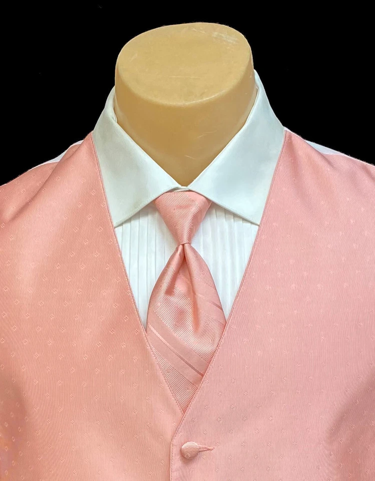 Men's Ralph Lauren Candy Light Pink Tuxedo Vest & Tie Adjustable Large L - Image 2 of 4