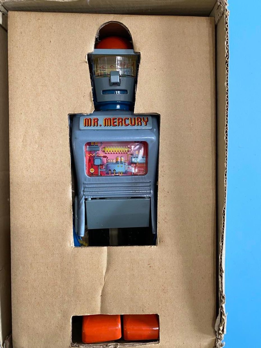 Vintage MARX 1960s Grey MR MERCURY Robot ~ NICE! & BOX ~ Not