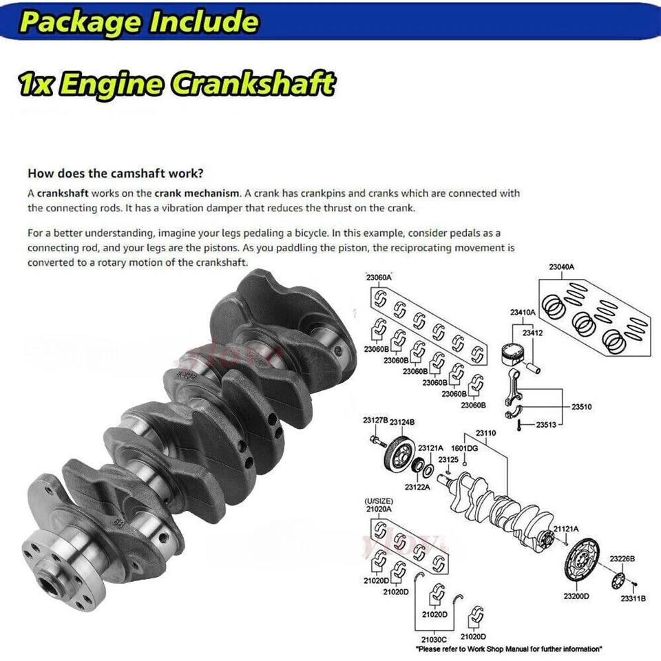 Engine Overhaul Rebuild Kit-Crankshaft /Rod/Bearings 2.0T for Audi A4 A6 VW Golf - Image 3 of 4