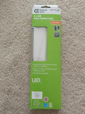 NEW Commercial Electric 9'' UNDER CABINET LIGHT WHITE Direct Wire, Dimmable LED