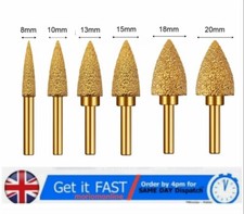 8-25mm Diamond Grinding Burr Head Bits 6mm Shank for Milling Polishing Buffing