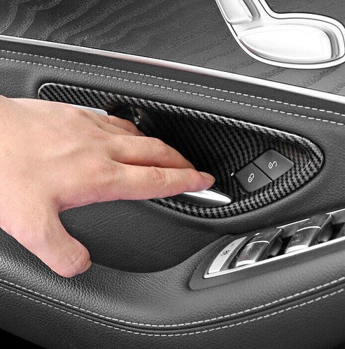 4x For Benz C-Class C300 C43 2015-21 Carbon Fiber Inner Door Bowl Cup Cover Trim - Bild 5 von 11