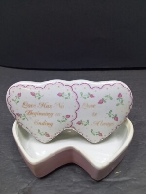   Trinket Dish Double Heart Love Has No Beginning Or Ending, Love Is Always
