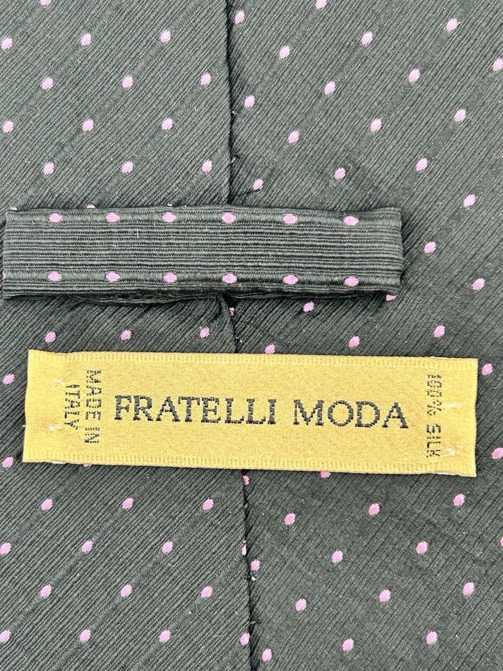 Fratelli Moda 真丝领带纯色黑色紫色圆点意大利制造 — 第 3/4 张图片