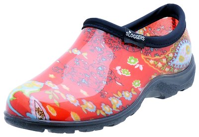 SLOGGERS 5104RD06 SIZE 6 WOMENS GARDEN SHOE PAISLEY RED WATERPROOF
