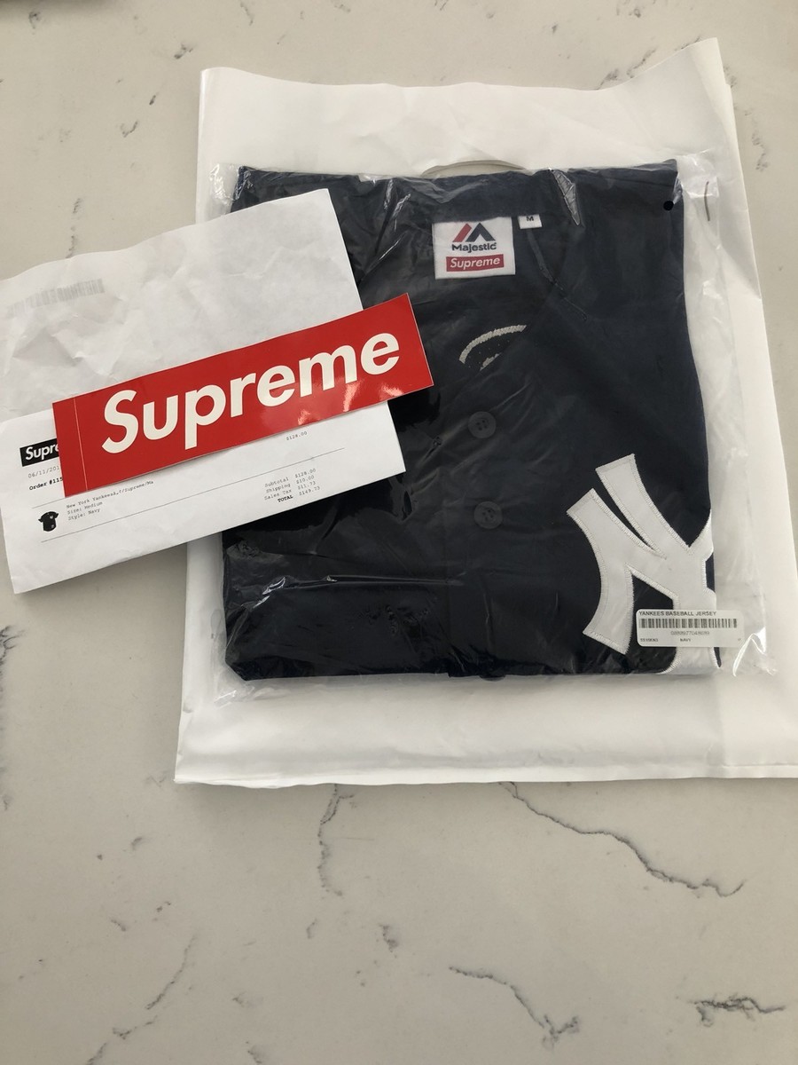 SMALL SUPREME X MAJESTIC NEW YORK YANKEES JERSEY NAVY New in