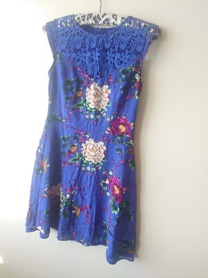 Wedding Dress Oasis Lace Top Dress OASIS BLUE FLORAL DRESS SIZE UK GREAT  CONDITION CLEARANCE STOCK UK
