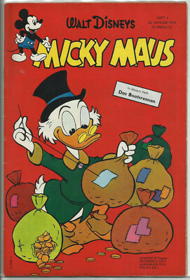 MICKY MAUS 1963 Nr. 4, mit Sammelmarke, Sammelbild & 2 losen Comic-Streifen