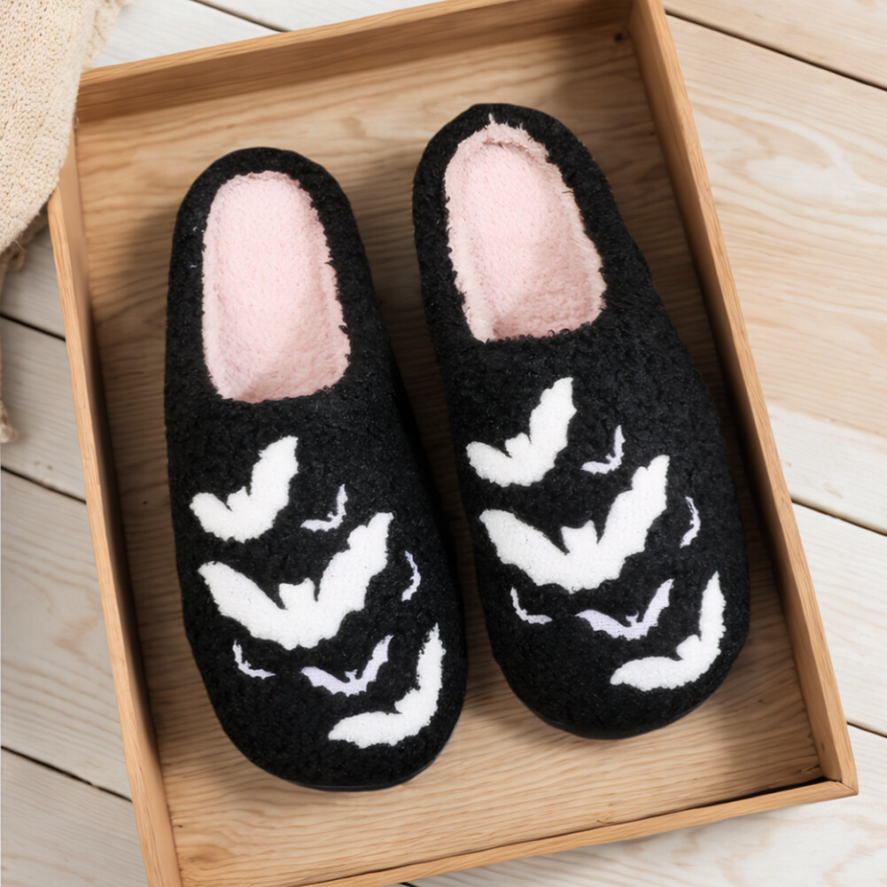 APL Halloween Pipistrello Peluche Pantofole Pipistrello Peloso Comode Morbide per Uomo Donna