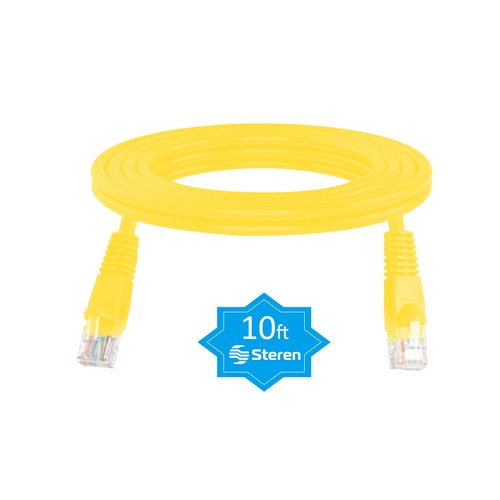 Steren 10ft Cat6 UTP Molded Patch Cord Yellow - Afbeelding 1 van 4