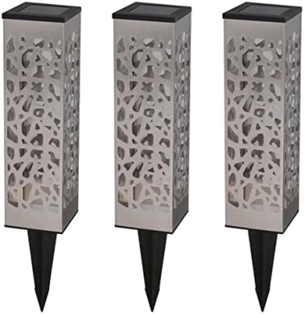 Set 3 Fari Solari ORGANIC INOX H31CM | Luci Giardino Acciaio Inox