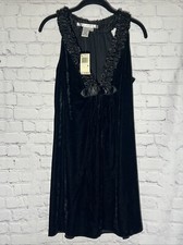 MAX STUDIO Womens Black Sleeveless Ruffled Velvet Dress NWT $128 V- Neck Medium