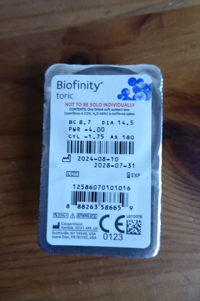 2 Torische Monatslinse Biofinity -4,75 -4,00 /CYL -1,25 -1,75 MHD 28 Neu - Bild 3 von 3