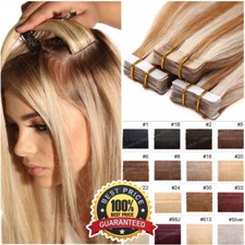 THICK Tape In Russian Remy Human Hair Extensions Skin Weft Straight 40PCS 100gr