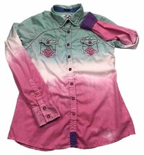 Roar Western Button Shirt Women S/M Ombre Dip...
