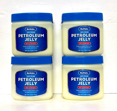 4 NuVal 100% Pure Petroleum Jelly Skin Protectant 6 Oz Helps Protect Minor Cuts.