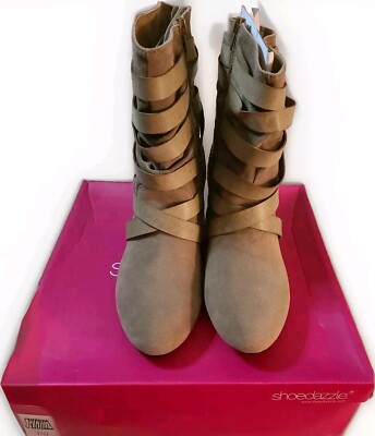 Women's Shoedazzle Kajah Boots Stone Beige Brown Size 11 M NEW IN BOX $62.95
