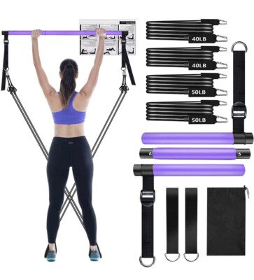 Pilates Bar Kit with Strong Resistance Bands