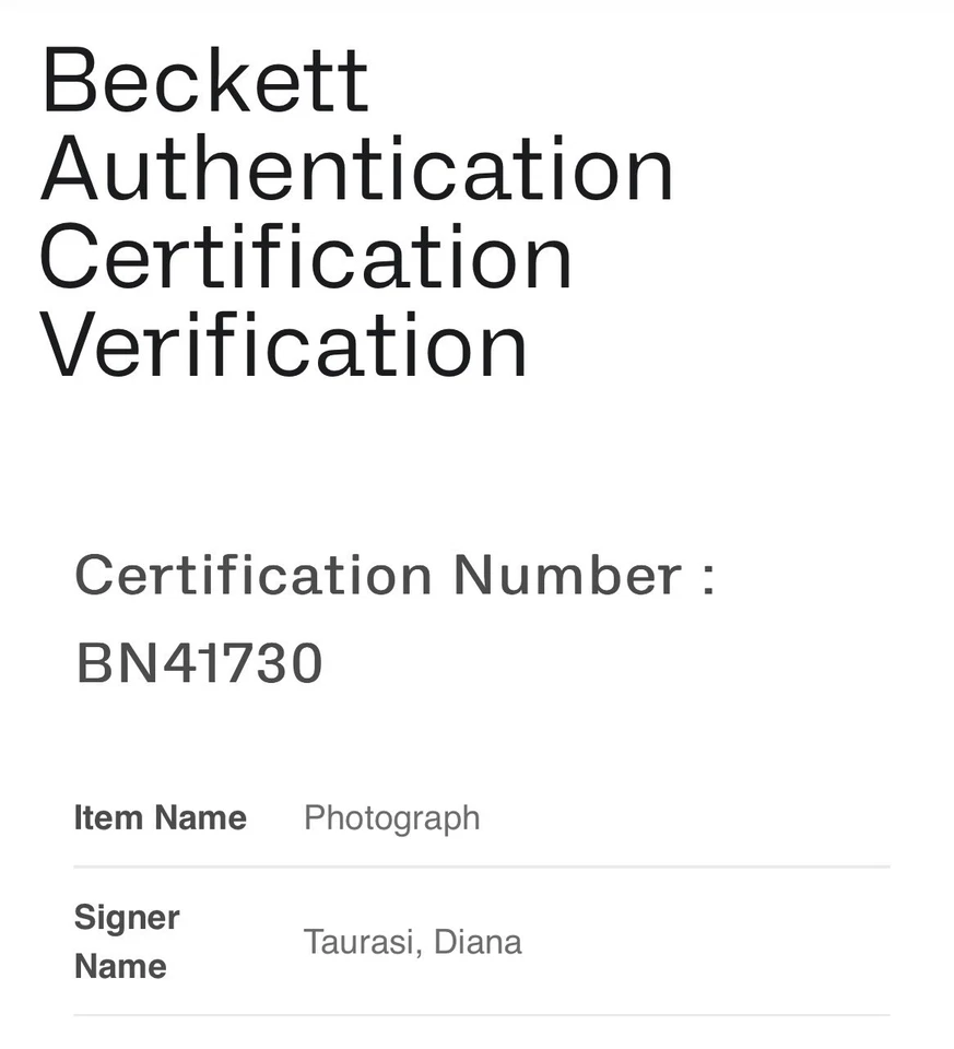 DIANA TAURASI SIGNED PHOTO FILE 8x10 BECKETT BAS COA VINTAGE AUTOGRAPH - Image 3 of 3