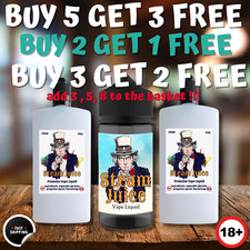 STEAM JUICE NO NICOTINE E Liquid Vape Juice 50/50 70/30 Ecig Oil EJUICE 0mg