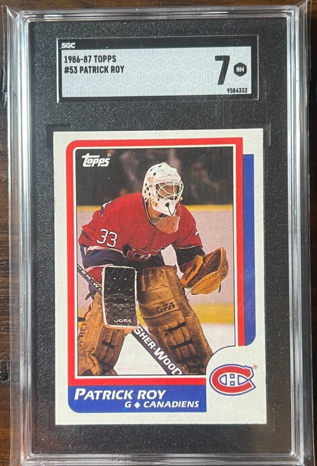 1986 Topps Patrick Roy #53 Rookie RC Montreal Canadiens PSA 7 NM