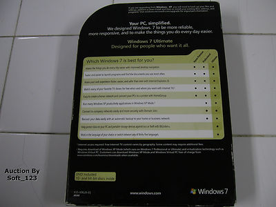 Microsoft Windows 7 Ultimate Full 32 Bit & 64 Bit DVDs MS Microsoft Windows 7 Ultimate Full 32 Bit & 64 Bit DVDs MS