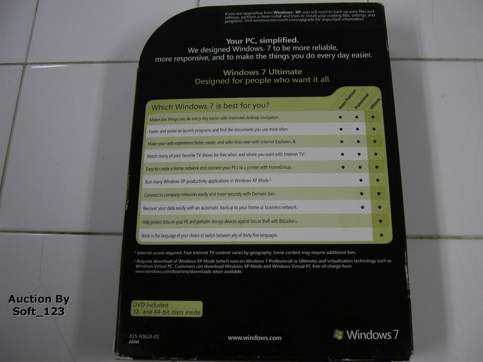 Microsoft Windows 7 Ultimate 32 Bit und 64 Bit DVDs MS WIN Full Retail Box Vers. - Bild 3 von 4