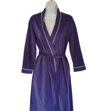 Vtg. Vanity Fair Womens Long Robe S Blue Velour Belted Deadstock NEW USA Pockets