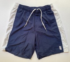 VTG Nike Swim Trunk Shorts Mens L Nylon Block Spellout Y2K Silver Tag Mesh Lined