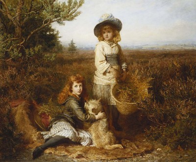 Karl Wilhelm Friedrich Bauerle ''Among the Ferns'' Brown Artwork PAPER or CANVAS