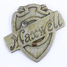 Maxwell Shield Logo Antique Metal Car Emblem Badge 2"