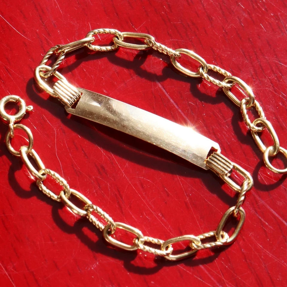 18k 750 yellow gold bracelet Italian 6.25" Id link chain handmade 4.88gr N2525F - Image 2 of 4