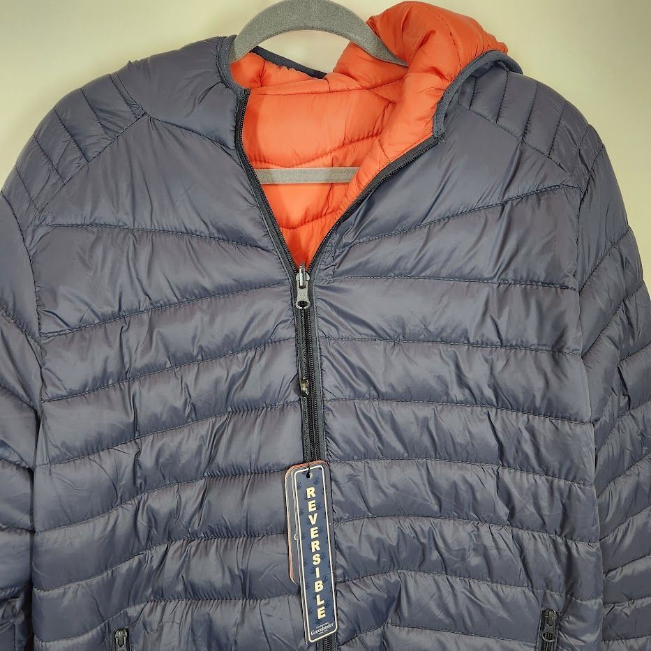 NWT Greenlander Men's Reversible Puffer Jacket in Blue/Orange Size Large