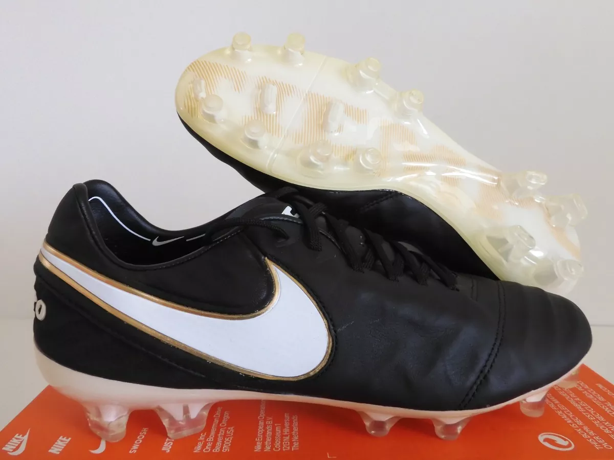 NIKE TIEMPO LEGEND VI 6 BLACK-WHITE-BLACK-METALLIC GOLD SZ 7.5 |