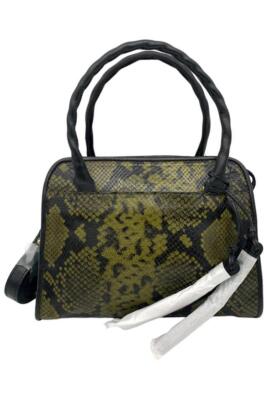 Patricia Nash Italian Python Leather Paris Satchel Olive