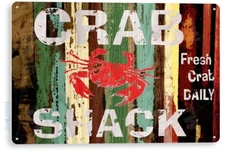 Crab Shack Tin Metal Sign Seafood Rustic Crab Legs Decor Tin Sign B268 