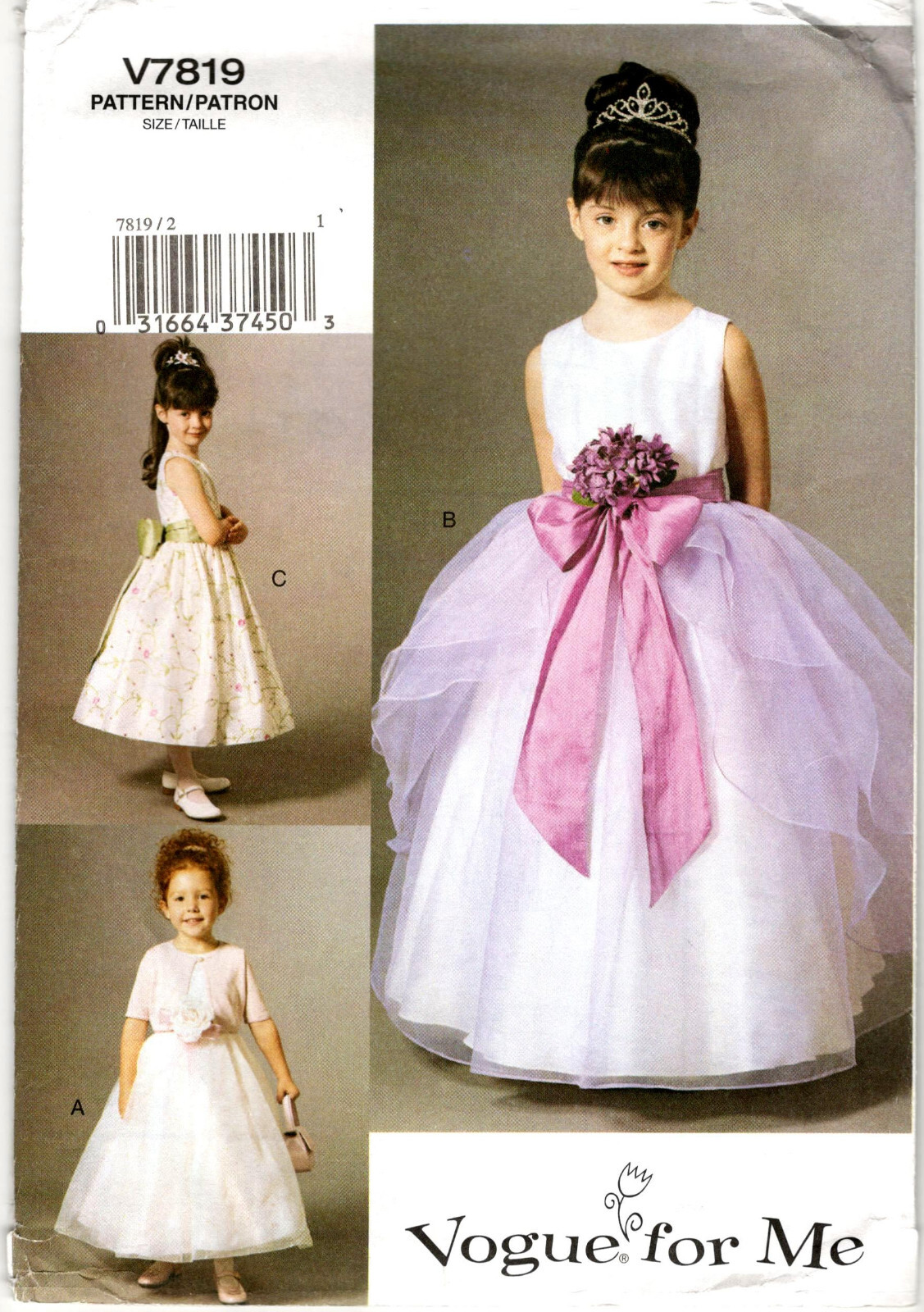 Vogue V7819 Girls Special Occasion Dress Jacket Sewing Pattern Uncut