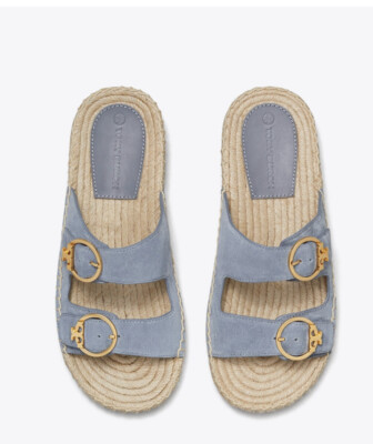 TORY BURCH SELBY ESPADRILLE SLIDE SANDAL GOLD LOGO - Main Image