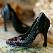1/3 SD16/13/DD BJD Shoes Pointed-toe High Heels Translucent Black Lace Stilettos