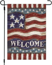 Patriotic 4th Of July Garden Flag - Memorial Day Retro American Stars And...