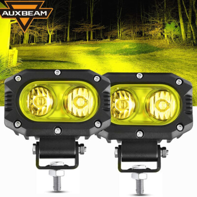 AUXBEAM 4'' LED Light Bar Pods Ditch Lights Yellow Fog Lights ATV SUV 4WD Offroad