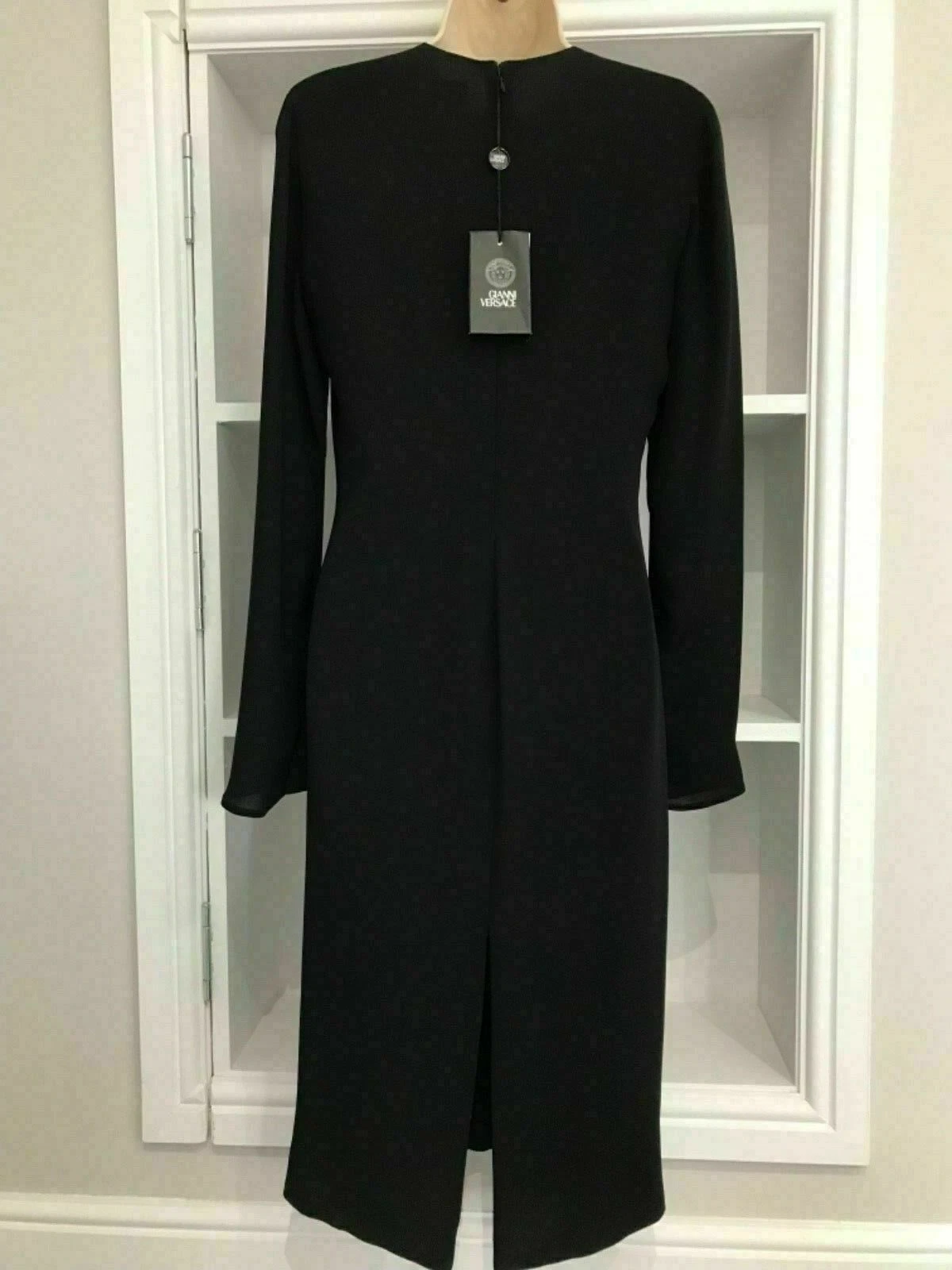 Abito Sexy Gianni Versace Couture Misto Seta Piccolo Nero UK 12 MAI INDOSSATO con etichette