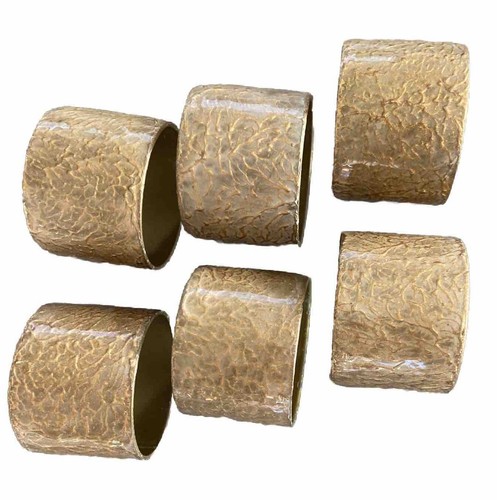 Vintage Brass Marbled Gold &Copper Look 6 Napkin Rings,Entertaining,Cottagecore - Picture 3 of 7
