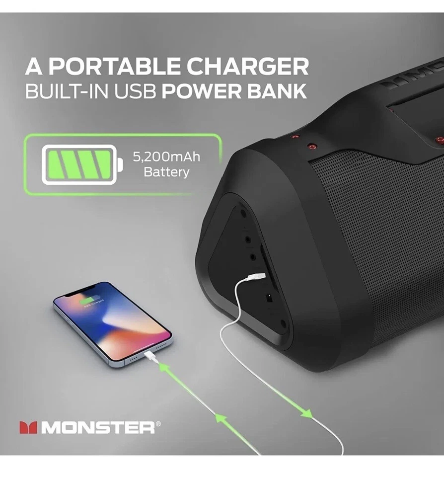 Monster Bluetooth Speaker Blaster 3.0 Portable Speaker with IPX5 Water Resistant - Image 4 of 4