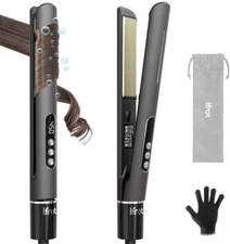 Hair Straightener/Curler 2-1 Professional Salon Ceramic Dual Voltage Flat Iron